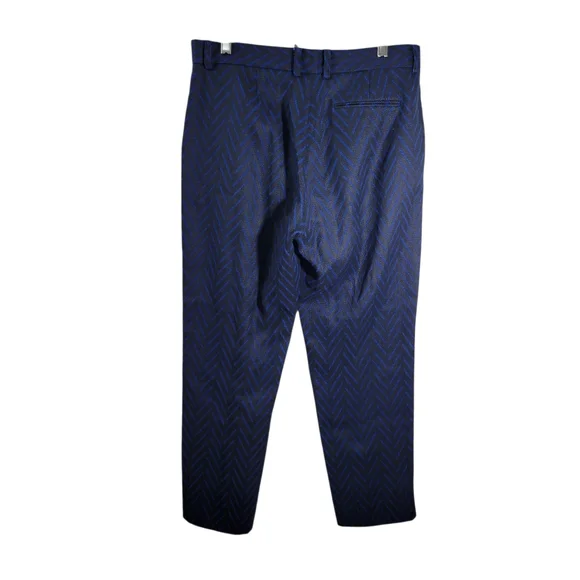 Madewell Et Sezane Blue Chevron Patterned Crop Trouser Pant - Picture 4 of 9